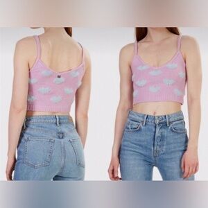 For Love & Lemons Scarlet Knit Heart Cami Sweater Tank Top